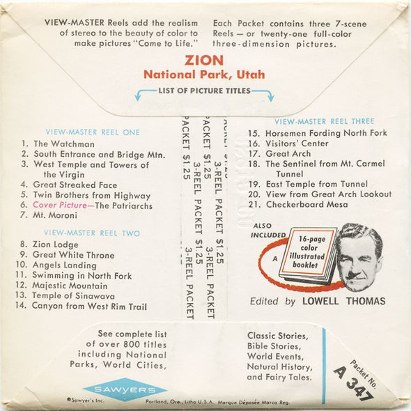 9 ANDREW - Zion National Park - View-Master 3 Reel Packet - vintage - A347-S6A Packet 3Dstereo 
