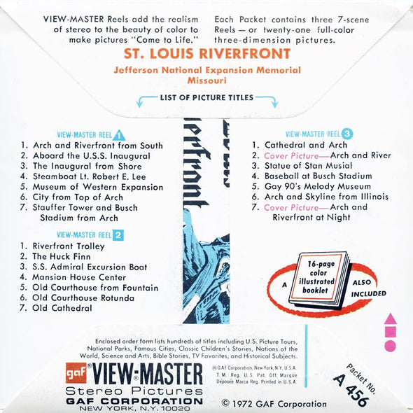 ANDREW - St. Louis Riverfront - View-Master 3 Reel Packet - vintage - A456-G3A Packet 3dstereo 