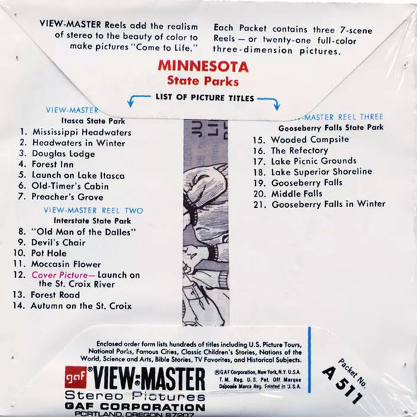 5 ANDREW - Minnesota State Parks - View-Master 3 Reel Packet - vintage - A511-G1A Packet 3dstereo 