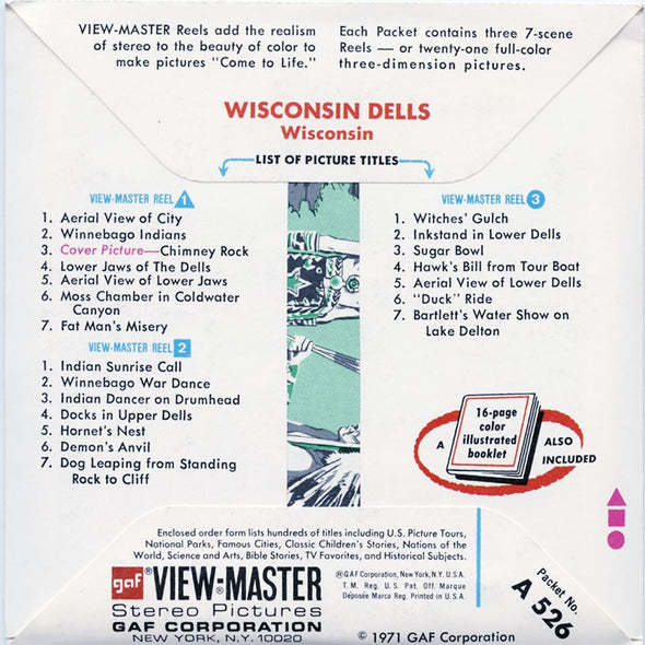 4 ANDREW - Wisconsin Dells - View-Master 3 Reel Packet - vintage - A526-G3C Packet 3dstereo 