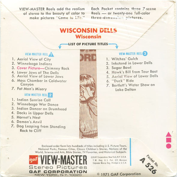 5 ANDREW - Wisconsin Dells - View-Master 3 Reel Packet - 1971 - vintage - A526-G3C Packet 3dstereo 