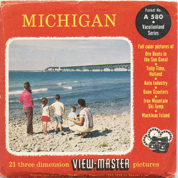 Michigan - View-Master 3 Reel Packet - vintage - A580-S4 Packet 3dstereo 