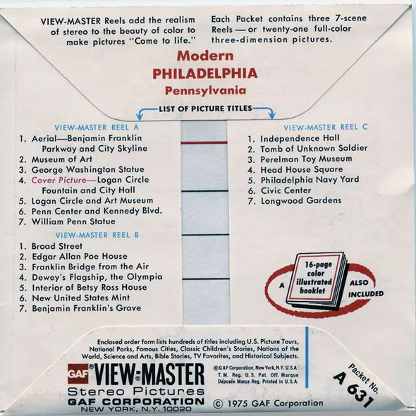 5 ANDREW - Modern Philadelphia - Pennsylvania - View-Master 3 Reel Packet - vintage - A631-G3B Packet 3dstereo 