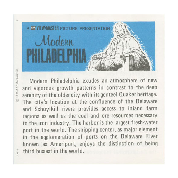 5 ANDREW - Modern Philadelphia - View-Master 3 Reel Packet - vintage - A631-G5B Packet 3dstereo 