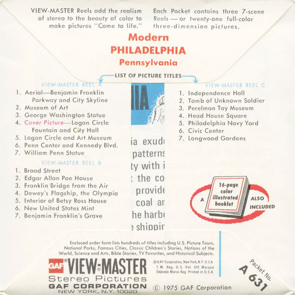 5 ANDREW - Modern Philadelphia - View-Master 3 Reel Packet - vintage - A631-G5B Packet 3dstereo 