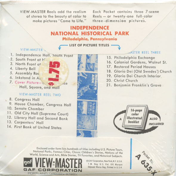 5 ANDREW - Independence National Historic Park- View-Master 3 Reel Packet - vintage - A635X-G1B Packet 3dstereo 
