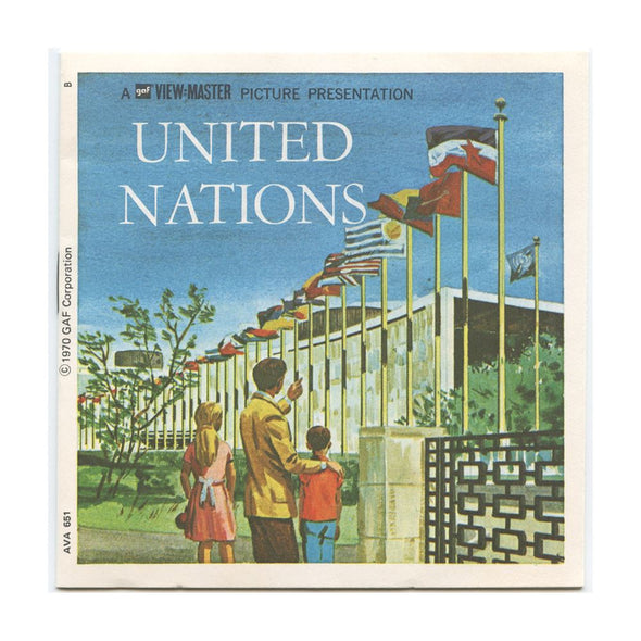 United Nations - View-Master 3 Reel Packet - 1970 - vintage -A651-G3 Packet 3dstereo 