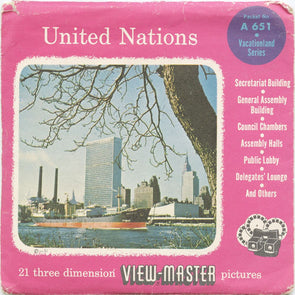 9 ANDREW - United Nations - View-Master 3 Reel Economy Packet - vintage - A651-S4 Packet 3Dstereo 