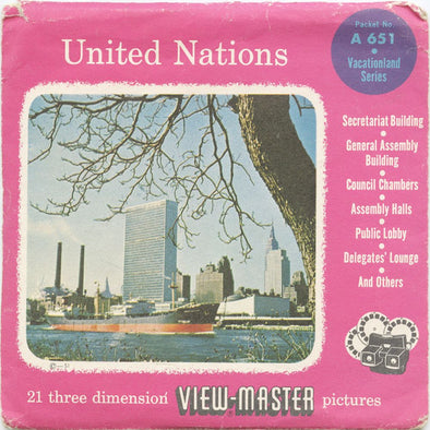 9 ANDREW - United Nations - View-Master 3 Reel Economy Packet - vintage - A651-S4 Packet 3Dstereo 