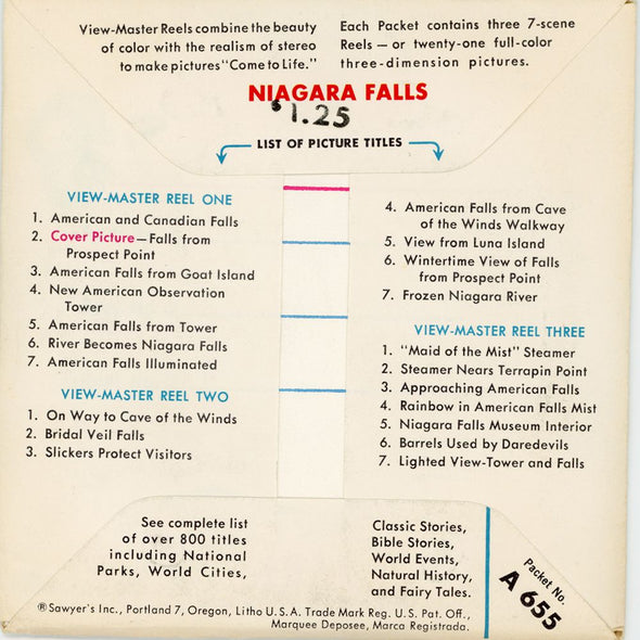 Niagara - Falls - View-Master 3 Reel Packet - vintage 1960s PKT 3Dstereo 