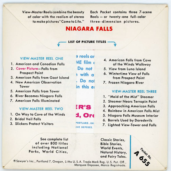 6ANDREW-Niagara Falls - View-Master 3 Reel Packet - vintage PKT 3Dstereo 