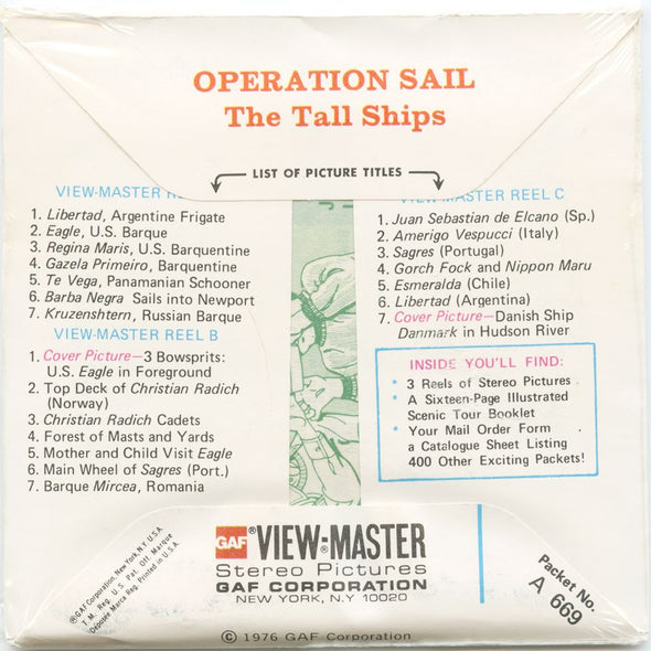 10 ANDREW - Operation Sail - View-Master 3 Reel Packet - vintage - A669-G5A - unopened Packet 3Dstereo 