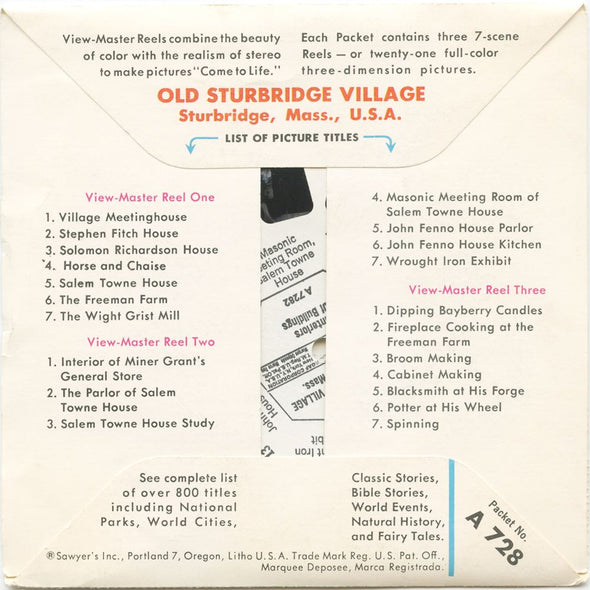 10 ANDREW - Old Sturbridge Village - View-Master 3 Reel Economy Packet - vintage - A728-S5 Packet 3dstereo 