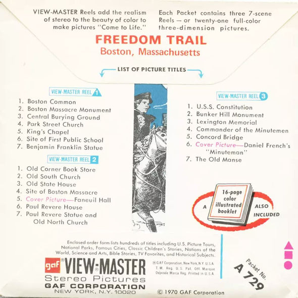 5 ANDREW - Freedom Trail - View-Master 3 Reel Packet - vintage - A729-G1A Packet 3dstereo 