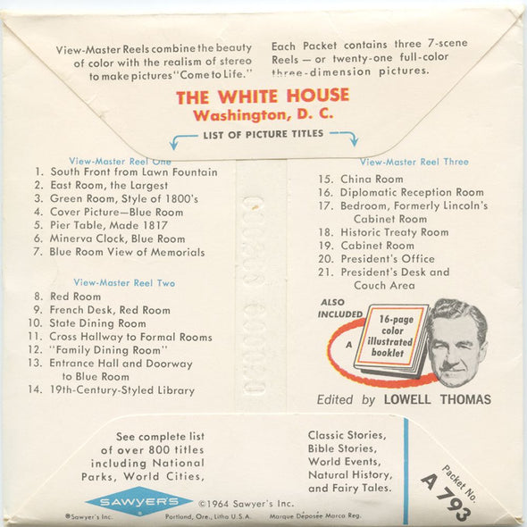 10 ANDREW - White House, Washington D.C. - View-Master 3 Reel Economy Packet - vintage - A793-S6 Packet 3dstereo 