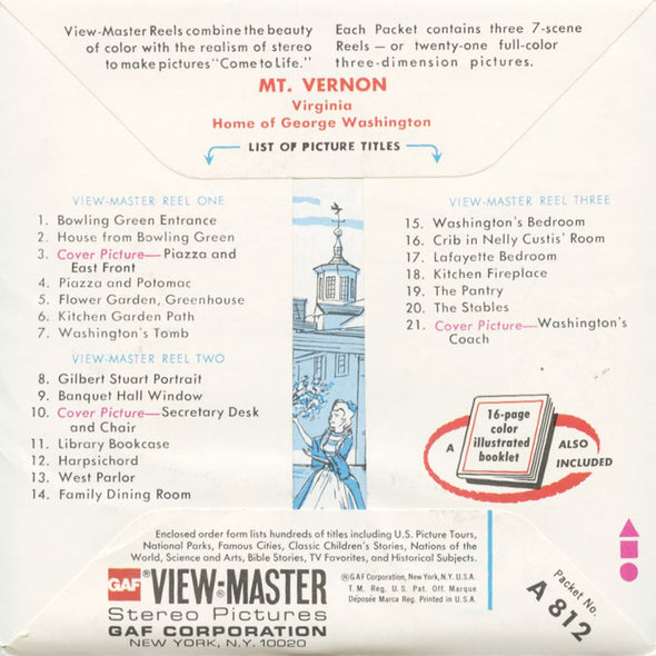 5 ANDREW - Mount Vernon - View-Master 3 Reel Packet - vintage - A812-G5A Packet 3dstereo 