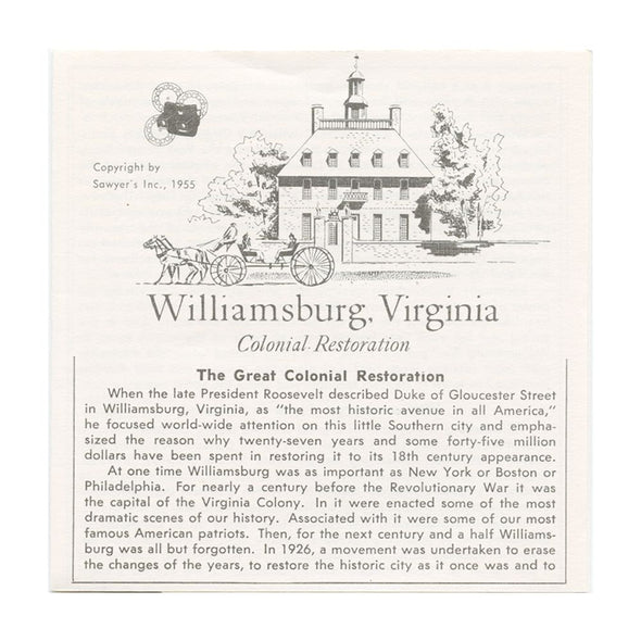 9 ANDREW - Williamsburg - View-Master 3 Reel Packet - vintage - A813-SU Packet 3dstereo 
