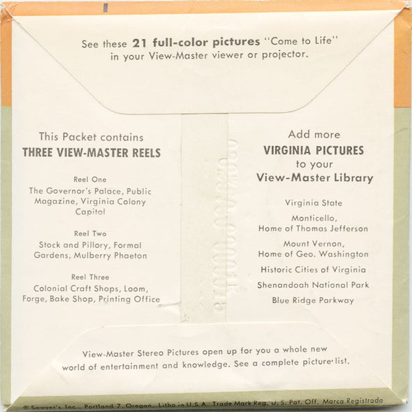 9 ANDREW - Williamsburg - View-Master 3 Reel Packet - vintage - A813-SU Packet 3dstereo 