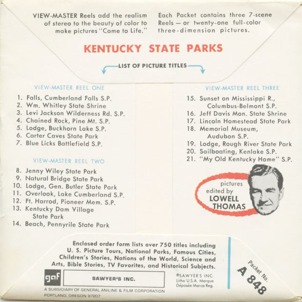 5 ANDREW - Kentucky State Park - View-Master 3 Reel Packet - vintage - A848-G1A Packet 3dstereo 