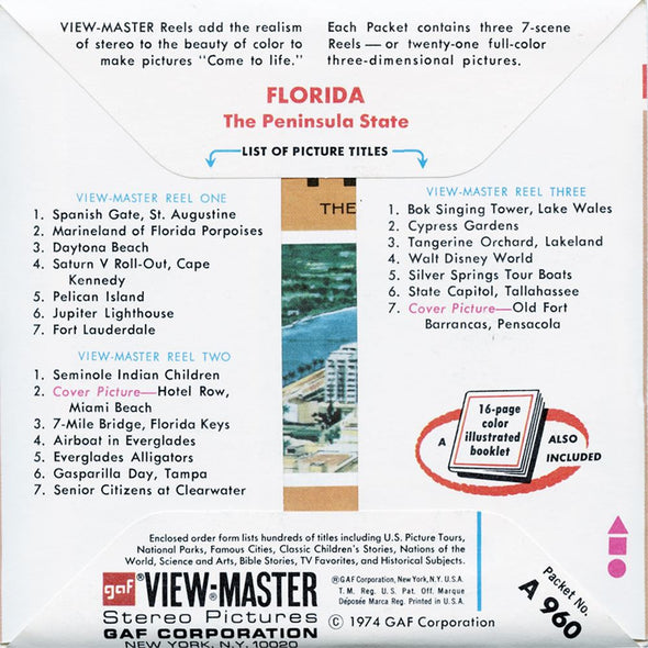 4 ANDREW - Florida - View-Master 3 Reel Packet - vintage - A960-G3A Packet 3dstereo 