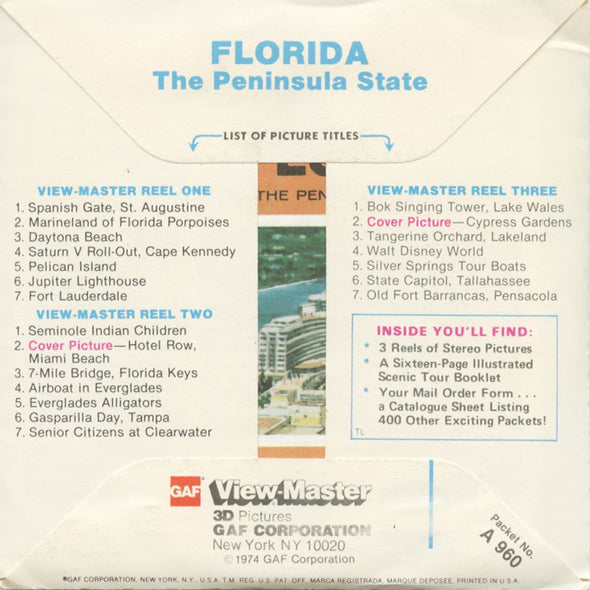 5 ANDREW - Florida - View-Master 3 Reel Packet - vintage - A960-G6 Packet 3dstereo 