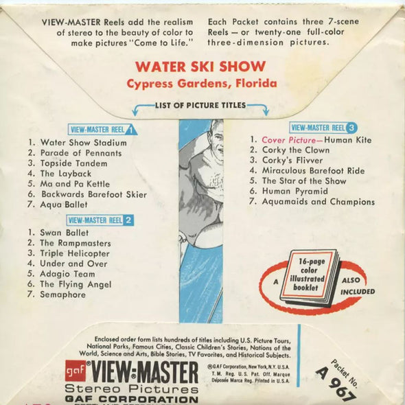 5 ANDREW - Cypress Gardens - Water Ski Show - View-Master 3 Reel Packet - vintage - A967-G1B Packet 3dstereo 