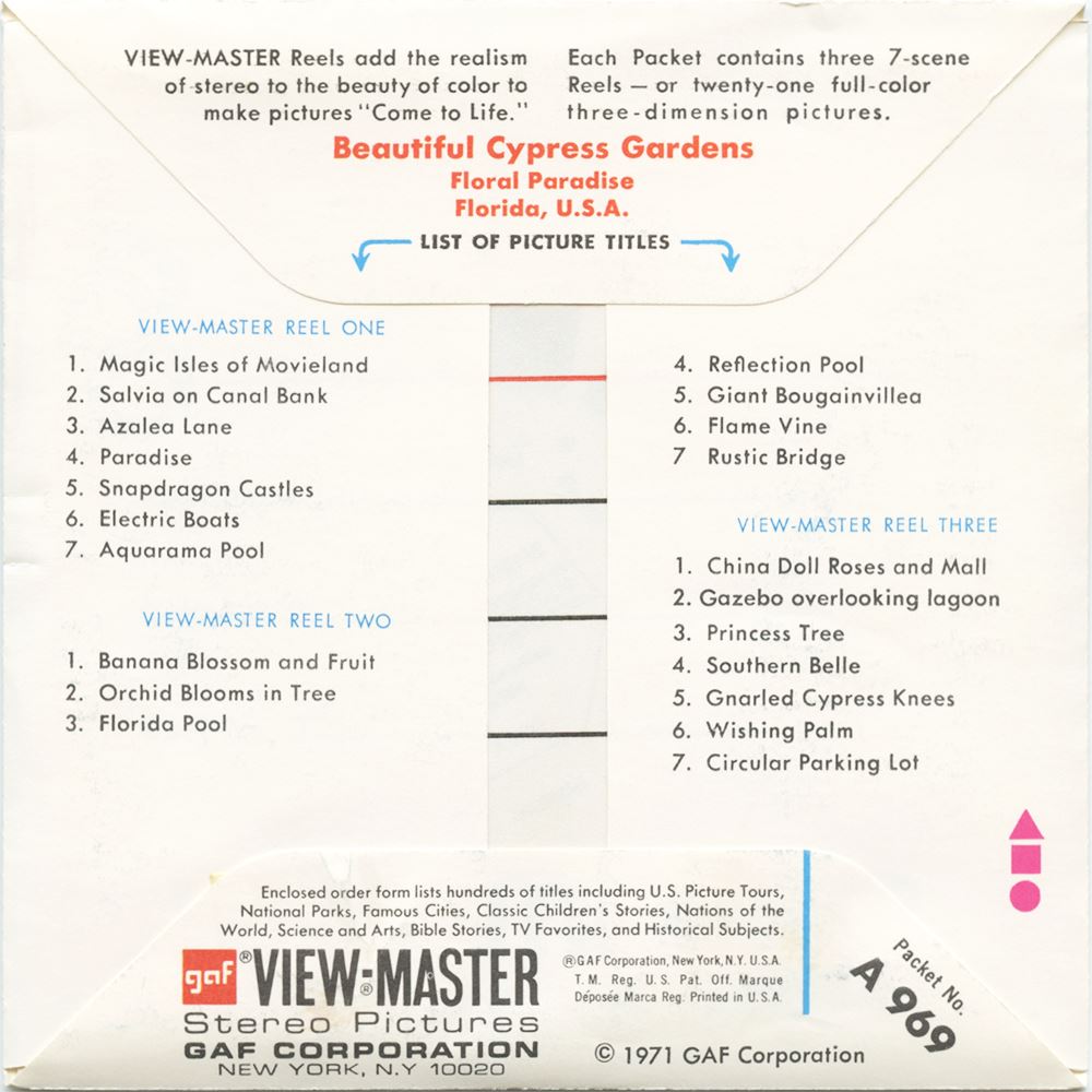 View Master Packet Cypress Gardens - View-Master 3 Reel Packet - vintage - A969-G3B ...