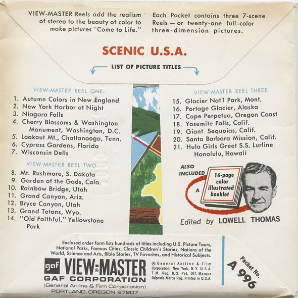 5 ANDREW - Scenic U.S.A. - View-Master 3 Reel Packet - vintage - A996-G1A Packet 3dstereo 