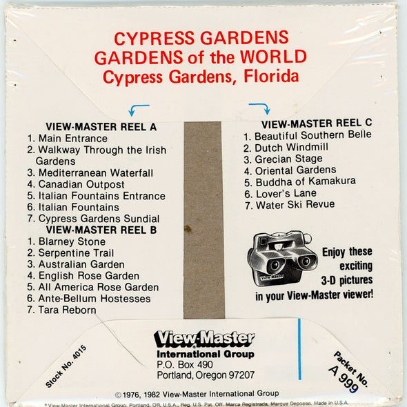 Cypress Gardens - View-Master 3 Reel Packet - vintage PKT 3Dstereo 
