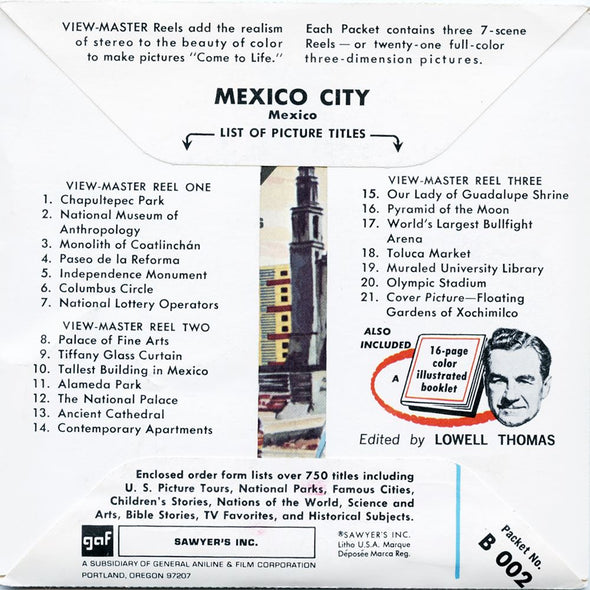 ANDREW - Mexico City - View-Master 3 Reel Packet - vintage - B002-S6A Packet 3dstereo 