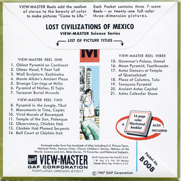 ANDREW - Lost Civilizations of Mexico - View-Master 3 Reel Packet - vintage - B008-G1A Packet 3dstereo 