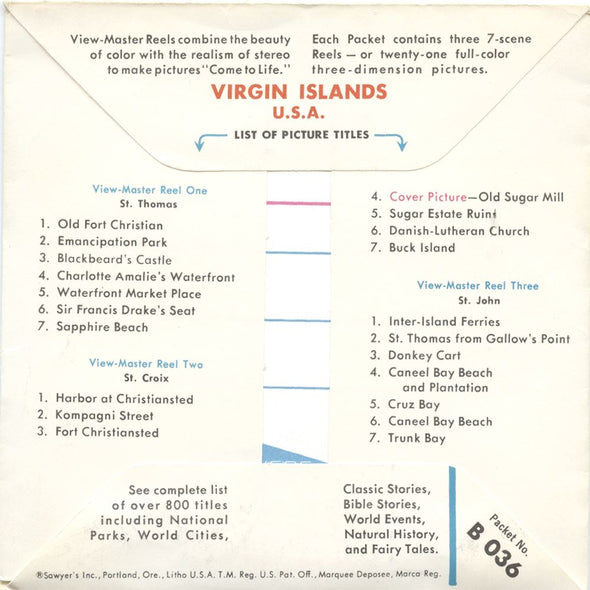 4 ANDREW - Virgin Islands - View-Master 3 Reel Packet - vintage - B036-S5 Packet 3dstereo 
