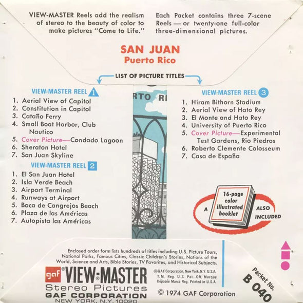 5 ANDREW - San Juan Puerto Rico - View-Master 3 Reel Packet - vintage - B040-G3C Packet 3dstereo 