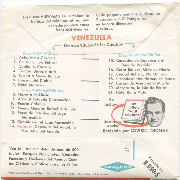 Venezuela - View-Master 3 Reel Packet - vintage - B050-S-G1X Packet 3dstereo 