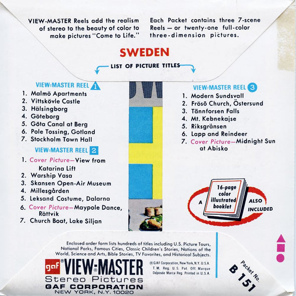 4 ANDREW - Sweden - View-Master 3 Reel Packet - vintage - B151-G3A Packet 3dstereo 