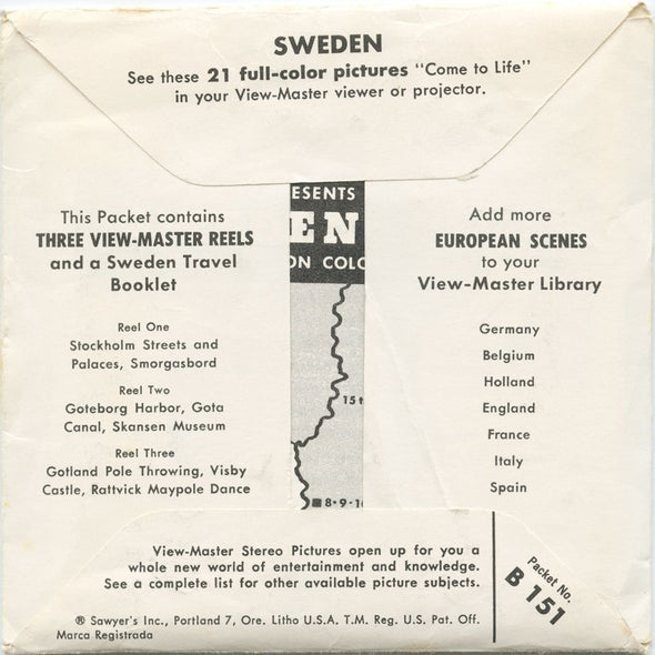 Sweden - View-Master 3 Reel Packet - Nations of the Worls series - vintage - B151-S5 Packet 3dstereo 