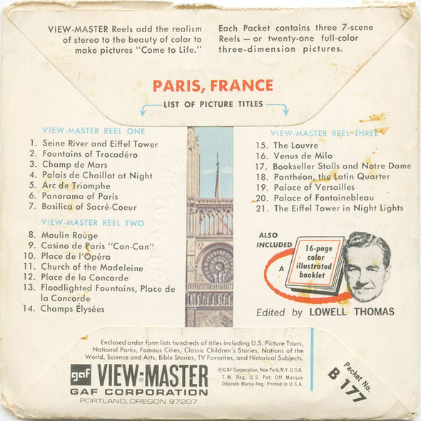 9 ANDREW - Paris - View-Master 3 Reel Economy Packet - vintage - B177-G1A Packet 3Dstereo 