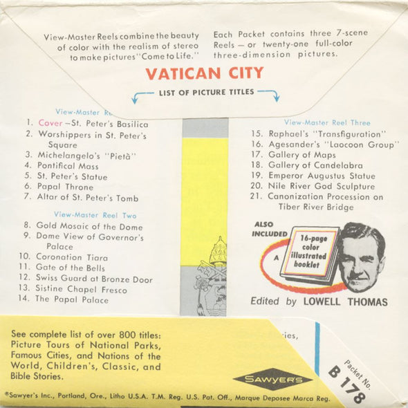 6 ANDREW - Vatican City - View-Master 3 Reel Packet - vintage - Coin & Stamp - Nations of the World - B178-S6A Packet 3dstereo 