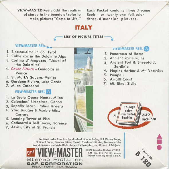 5 ANDREW - Italy - View-Master 3 Reel Packet - vintage - B180-G3A Packet 3dstereo 