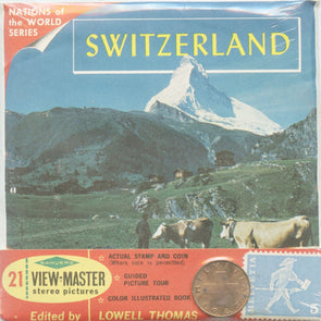 6 ANDREW - Switzerland - View-Master 3 Reel Packet - Coin & Stamp - Nations of the World - vintage - B185-S6A Packet 3dstereo 