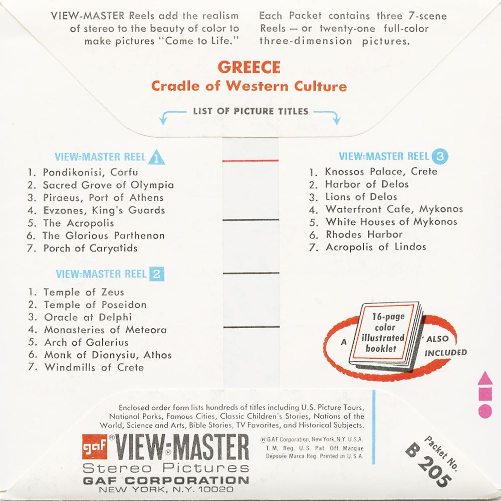 View Master Packet Greece - View-Master 3 Reel Packet - vintage - B205-G3A – 3Dstereo.com
