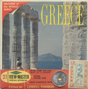 6 ANDREW - Greece - View-Master 3 Reel Packet - Coin & Stamp - Nations of the World - vintage - B205-S6A Packet 3dstereo 