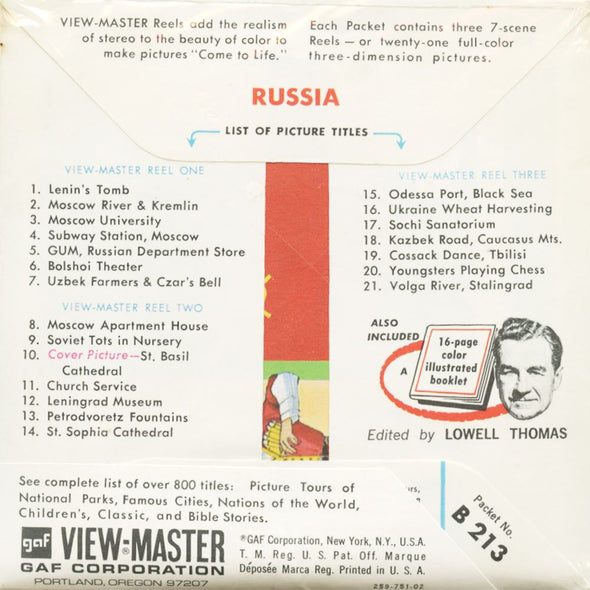 6 ANDREW - Russia - View-Master 3 Reel Packet - Coin & Stamp - Nations of the World - vintage - B213-G1A Packet 3dstereo 