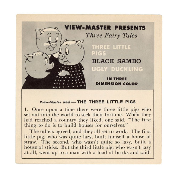 Three Little Pigs, Little Black Sambo, Ugly Duckling - View-Master 3 Reel Packet - vintage - B303-S4 Packet 3Dstereo 