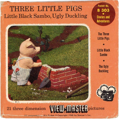 Three Little Pigs, Little Black Sambo, Ugly Duckling - View-Master 3 Reel Packet - vintage - B303-S4 Packet 3Dstereo 