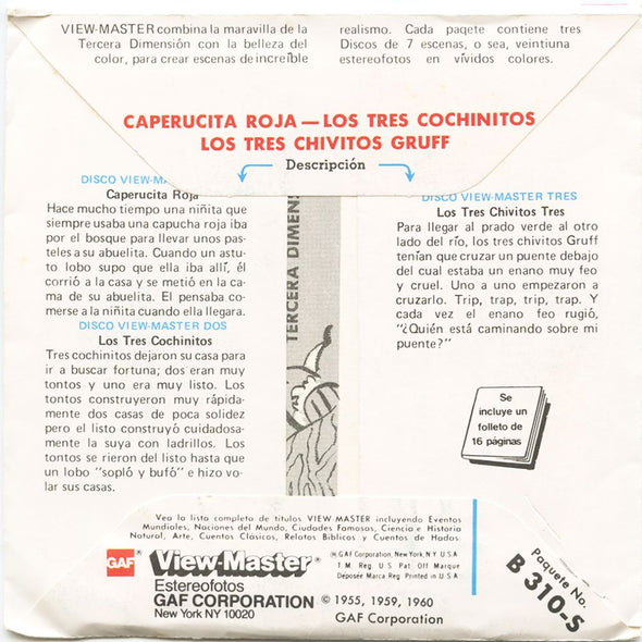 10 ANDREW - Little Red Riding Hood - View-Master 3 Reel Packet - vintage - B310-S-G6 Packet 3dstereo 