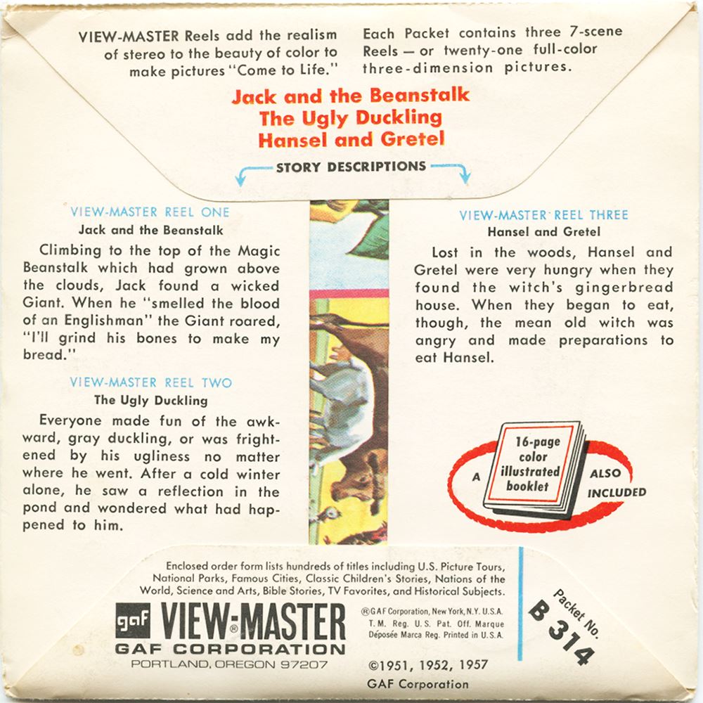 View Master Packet Jack and the Beanstalk - View-Master 3 Reel Packet - vintage - B314-G1A ...