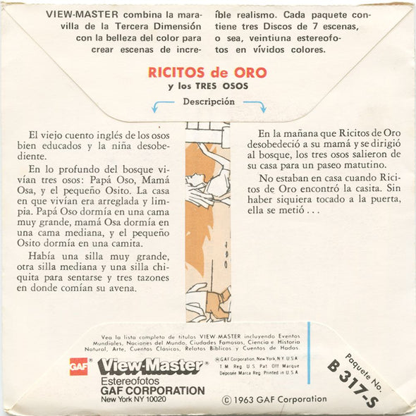 7 ANDREW - Ricitos de Oro y los Tres Osos - View-Master 3 Reel Packet - 1963 - vintage - B317-S-G6X Packet 3dstereo 
