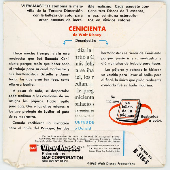 Cenicienta - Cinderella View-Master 3 Reel Packet - vintage PKT 3Dstereo 