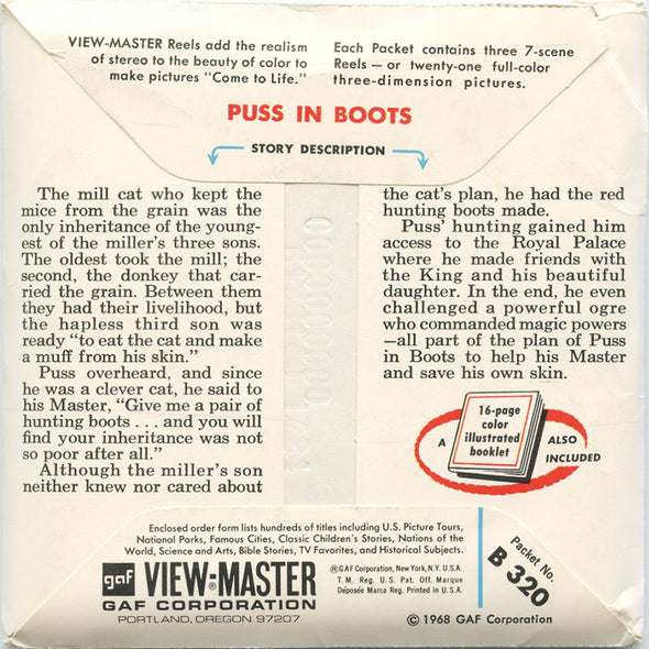 6 ANDREW - Puss in Boots - View-Master 3 Reel Packet - 1968 - vintage - B320-G1A Packet 3dstereo 